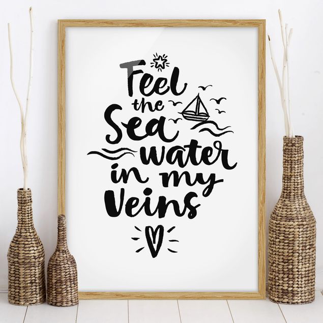 Strandbilder mit Rahmen I feel the sea water in my veins