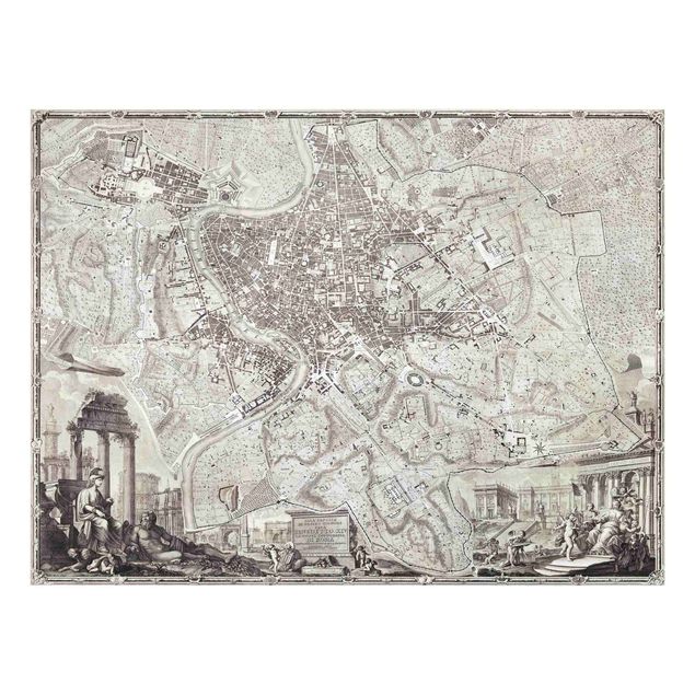 Wanddeko Esszimmer Vintage Stadtplan Rom