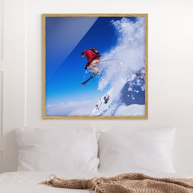 Wanddeko Wohnzimmer Skisprung am Hang