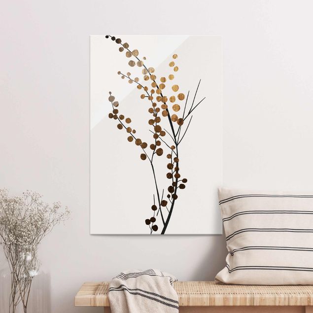 Wandbilder Fische Grafische Pflanzenwelt - Beeren Gold