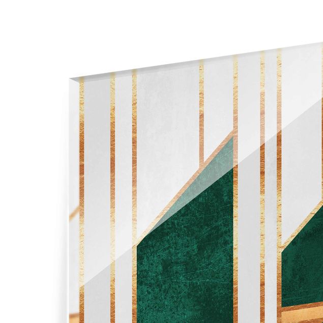 Wanddeko über Sofa Emerald und Gold Geometrie