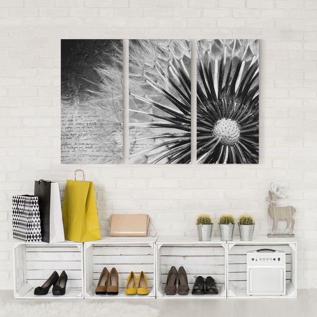Wanddeko Wohnzimmer Pusteblume Schwarz & Weiß