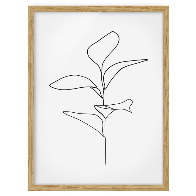 Wanddeko Flur Line Art Pflanze Blätter Schwarz Weiß