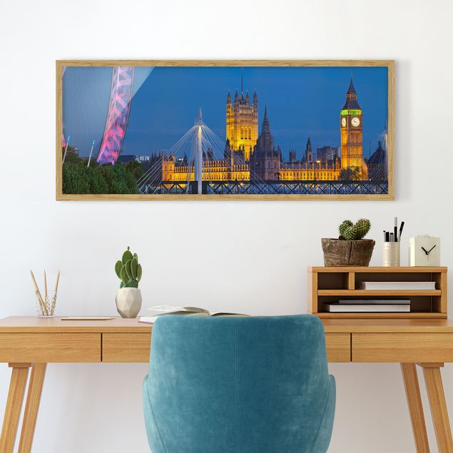 Wanddeko Wohnzimmer Big Ben und Westminster Palace in London bei Nacht