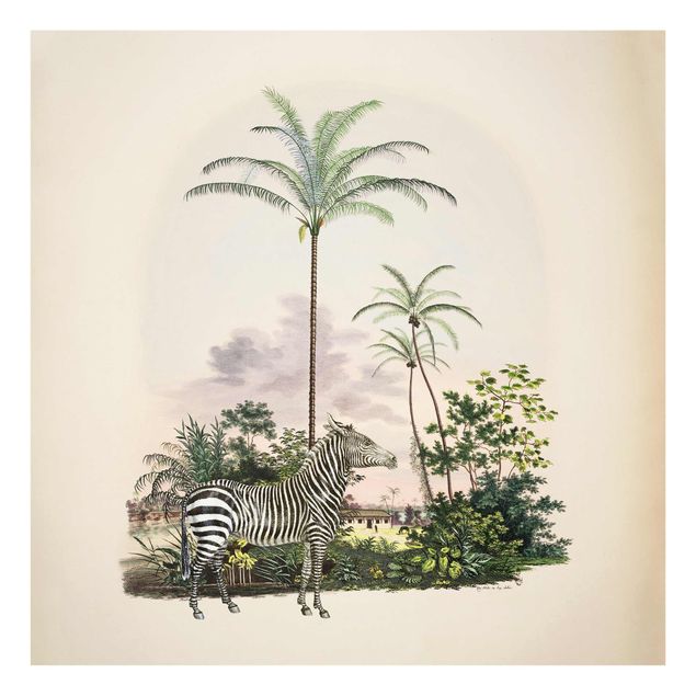 Wanddeko Büro Zebra vor Palmen Illustration