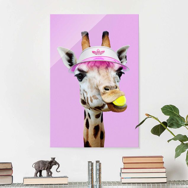 Wanddeko Esszimmer Giraffe beim Tennis