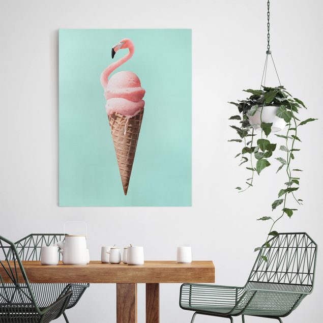Wanddeko Esszimmer Eis mit Flamingo
