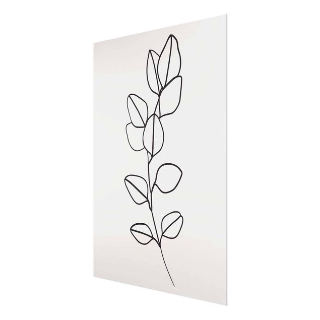 Wanddeko Büro Line Art Zweig Blätter Schwarz Weiß