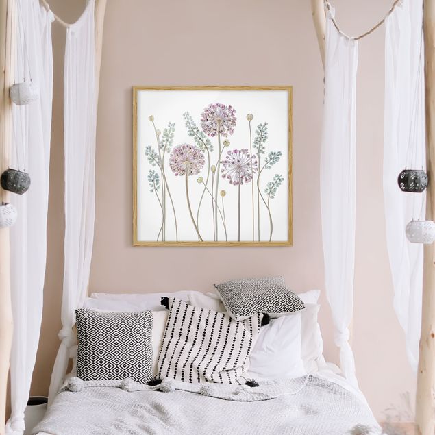 Wanddeko Schlafzimmer Allium Illustration