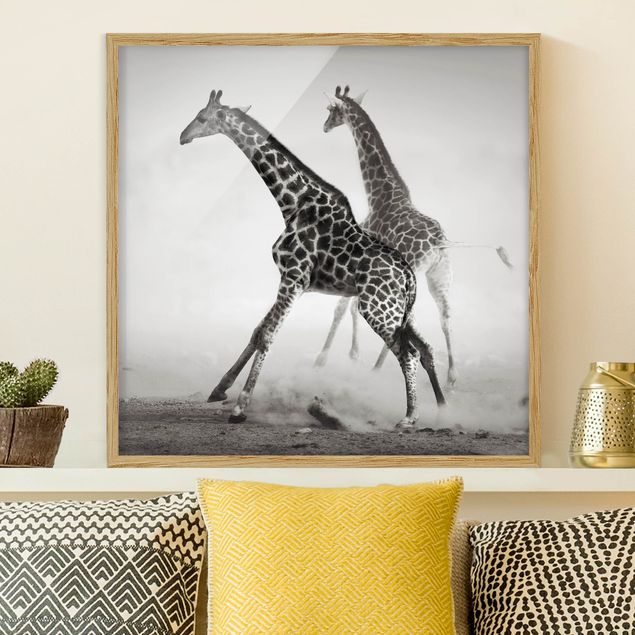 Wanddeko Wohnzimmer Giraffenjagd