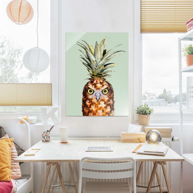 Wanddeko Esszimmer Ananas mit Eule