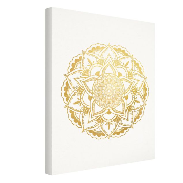 Wanddeko Flur Mandala Illustration Ornament weiß gold