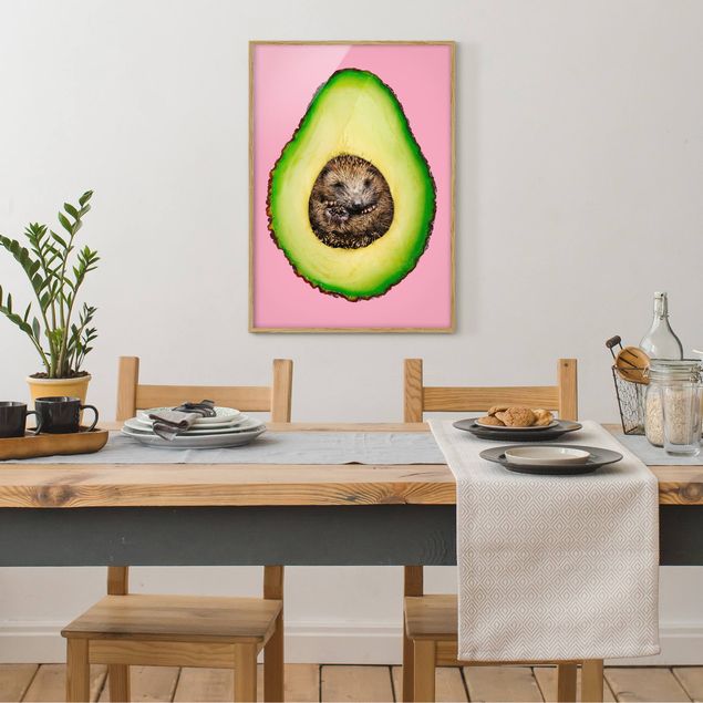 Wanddeko Büro Avocado mit Igel