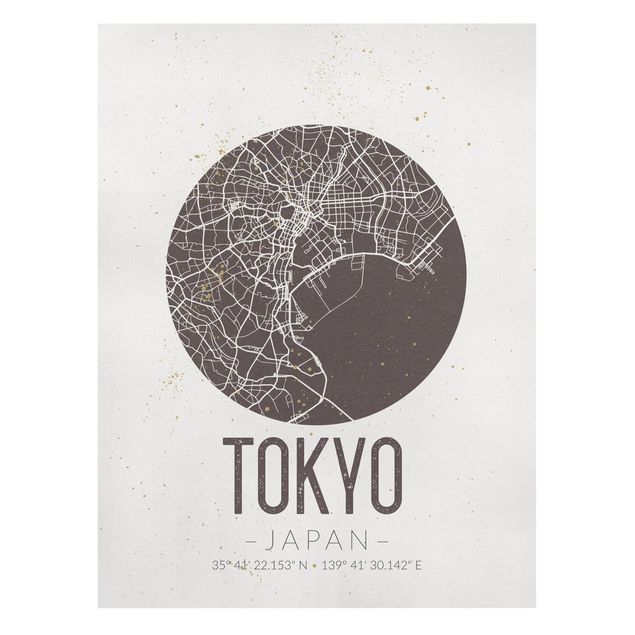 Wanddeko Flur Stadtplan Tokyo - Retro