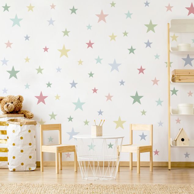 Wanddeko Mädchenzimmer 92 Sterne Pastell Set