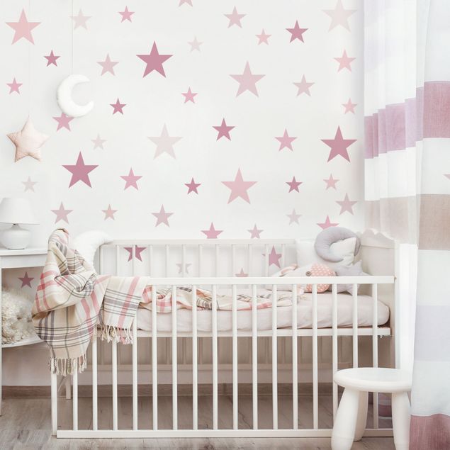 Wanddeko Babyzimmer 92 Sterne Rosa Set