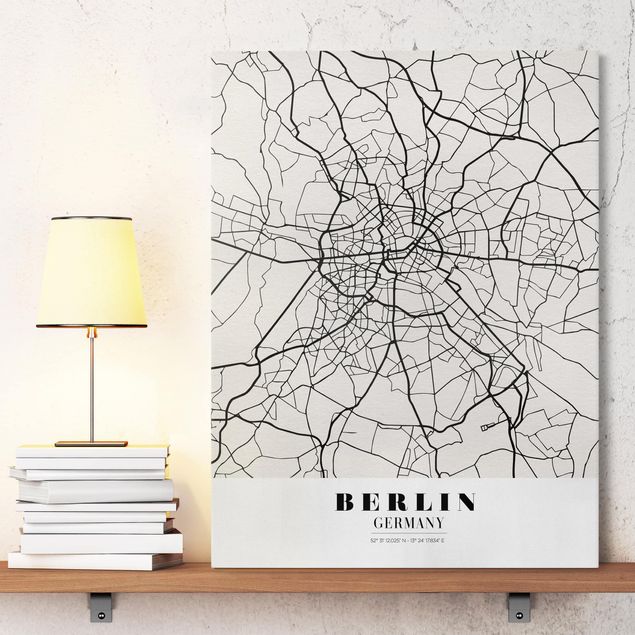 Wanddeko Wohnzimmer Stadtplan Berlin - Klassik