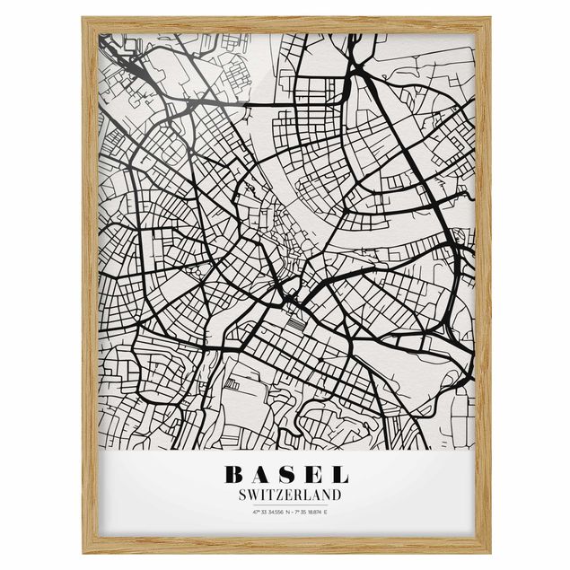 Wanddeko Esszimmer Stadtplan Basel - Klassik