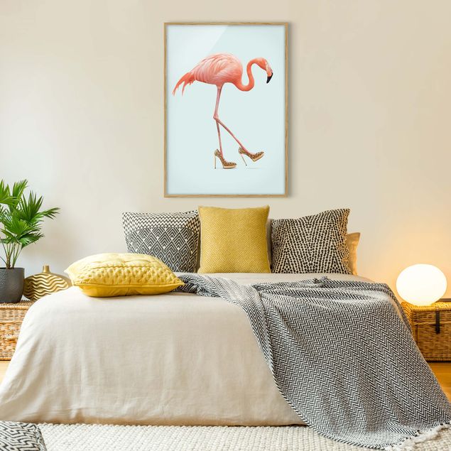 Wanddeko Flur Flamingo mit High Heels