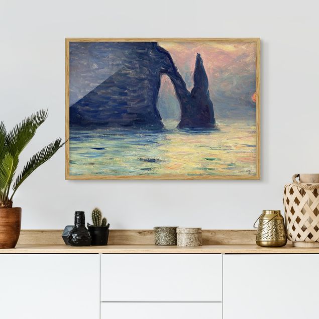 Strandbilder mit Rahmen Claude Monet - Felsen Sonnenuntergang