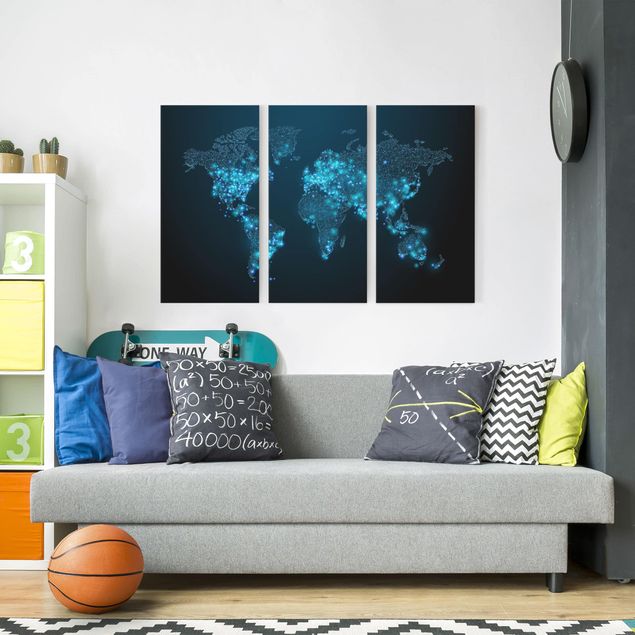 Wanddeko Schlafzimmer Connected World Weltkarte