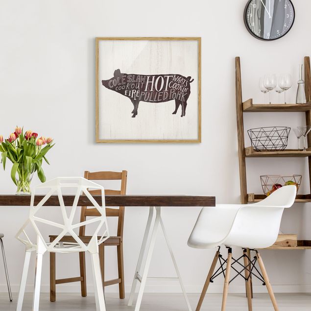 Wanddeko Esszimmer Bauernhof BBQ - Schwein