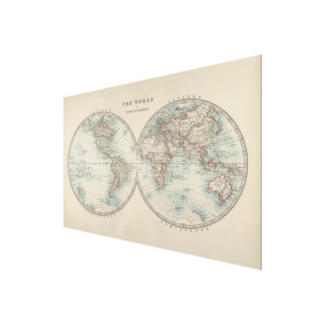 Wanddeko Jugendzimmer Vintage Weltkarte Die zwei Hemispheren