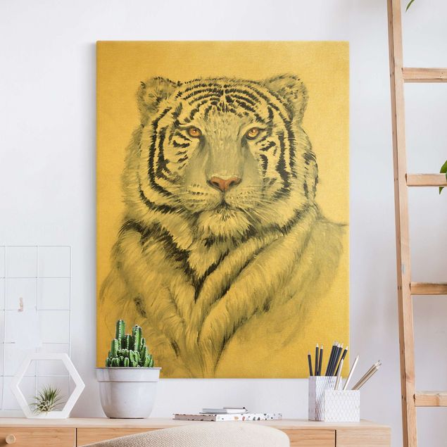 Wanddeko Wohnzimmer Portrait Weißer Tiger II