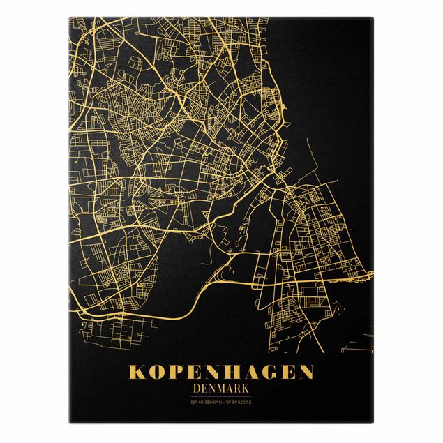 Wanddeko Treppenhaus Stadtplan Kopenhagen - Klassik Schwarz