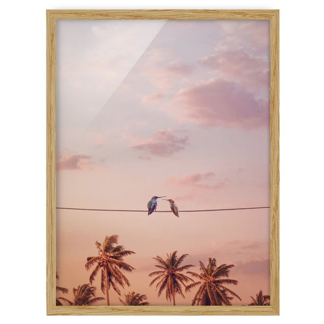 Wanddeko Esszimmer Sonnenuntergang mit Kolibris