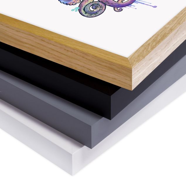 Wanddeko Esszimmer Illustration Oktopus Violett Türkis Malerei