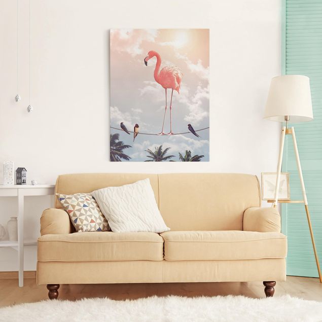 Wanddeko Flur Himmel mit Flamingo