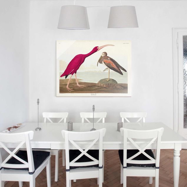 Wanddeko über Sofa Vintage Lehrtafel Roter Ibis