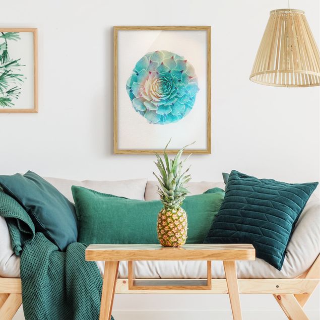 Wanddeko Wohnzimmer Wasserfarben - Kaktus Agave