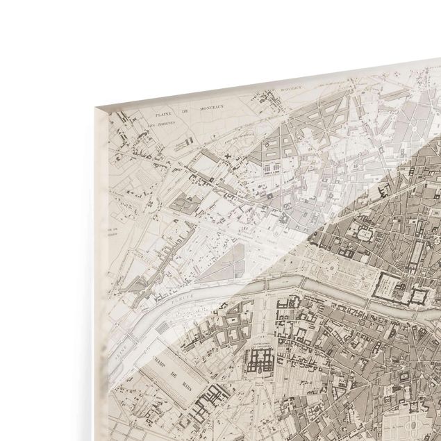 Wanddeko Büro Vintage Stadtplan Paris