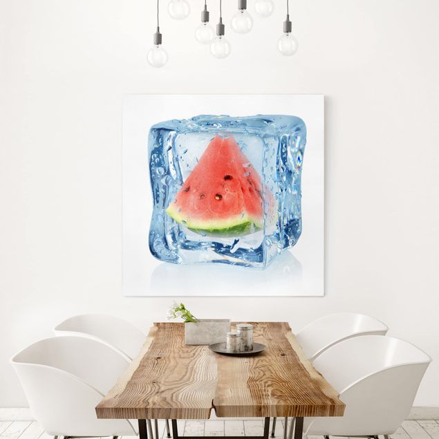 Wanddeko Esszimmer Melone im Eiswürfel