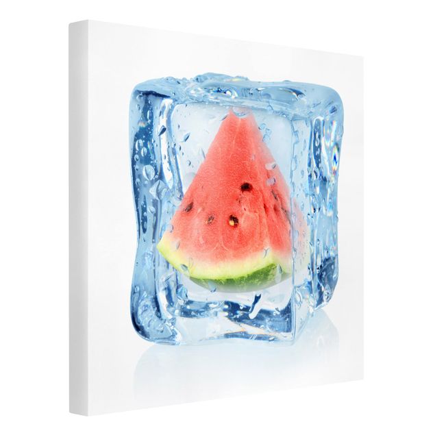 Wanddeko Büro Melone im Eiswürfel