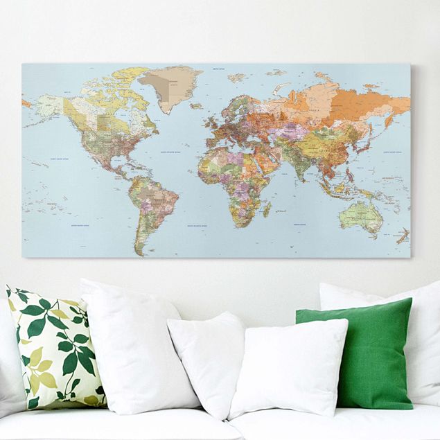 Wanddeko Wohnzimmer Politische Weltkarte