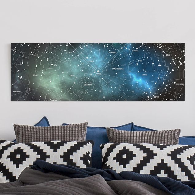 Wanddeko Wohnzimmer Sternbilder Karte Galaxienebel