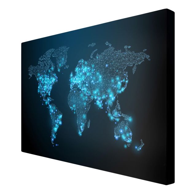 Wanddeko Büro Connected World Weltkarte
