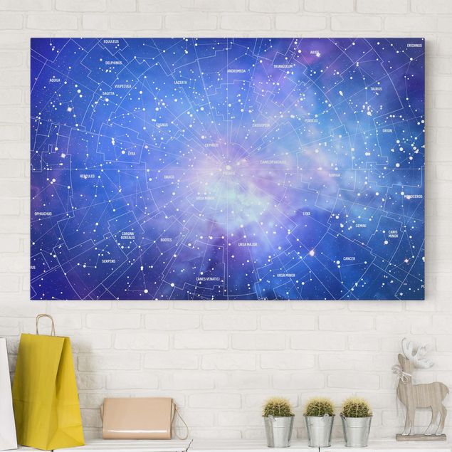 Wanddeko blau Sternbild Himmelkarte