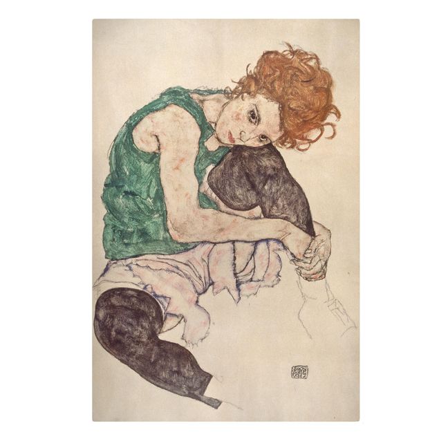 Wanddeko Esszimmer Egon Schiele - Sitzende Frau mit hochgezogenem Knie