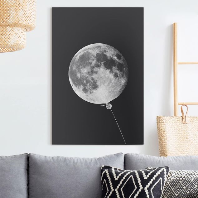 Wanddeko Wohnzimmer Luftballon mit Mond