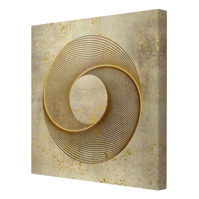 Wanddeko Büro Line Art Kreisspirale Gold
