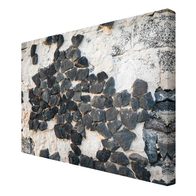 Wanddeko Büro Mauer mit Schwarzen Steinen