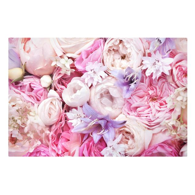 Wanddeko Flur Shabby Rosen mit Glockenblumen