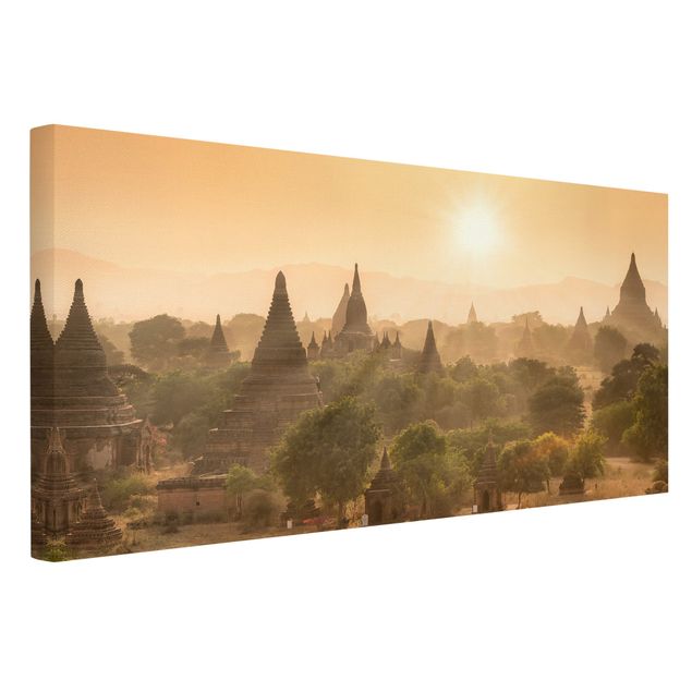 Wanddeko Schlafzimmer Sonnenuntergang über Bagan