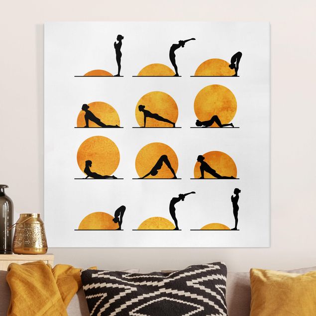 Wanddeko Wohnzimmer Yoga - Der Sonnengruß