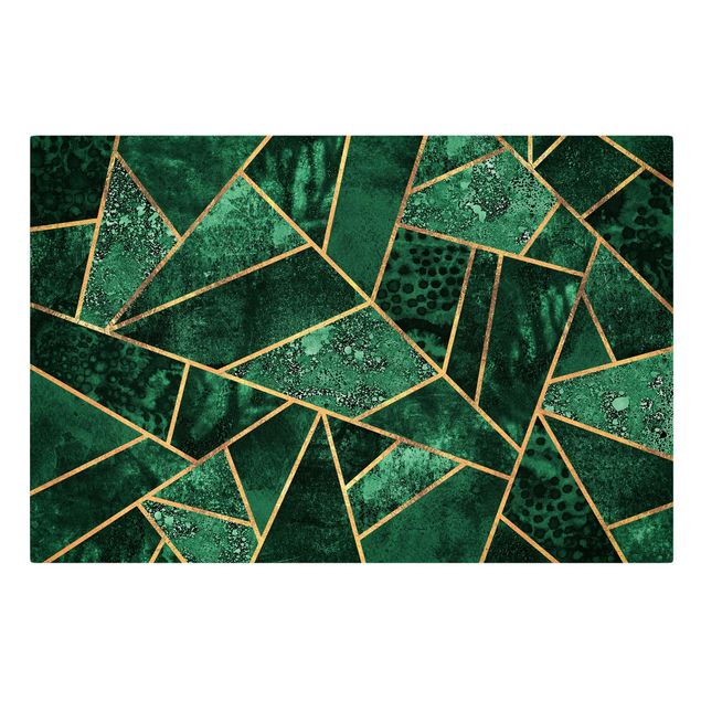 Wanddeko grün Dunkler Smaragd mit Gold