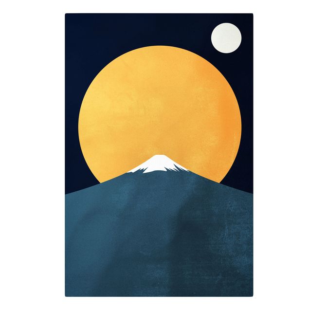 Wanddeko Esszimmer Sonne, Mond und Berge
